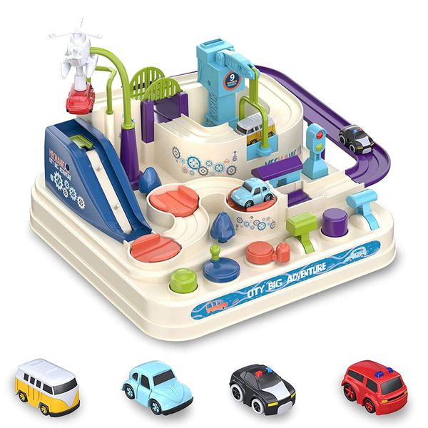 TODARRUN Car Adventure Toys,Cars Race Track Toys with 4 Toy Vehicle,Preschool Educational & Interactive Toy for Toddlers 3 4 5 6 7 8 Year Old Boys Girls