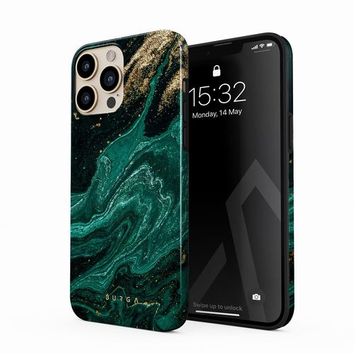 BURGA Phone Case for iPhone 13 Pro Max - Cute, Trendy, Aesthetic, Pattern Phone Cover, Hard Shell Protection - fits Apple iPhone 13 Pro Max Case for Women and Men, Emerald Pool