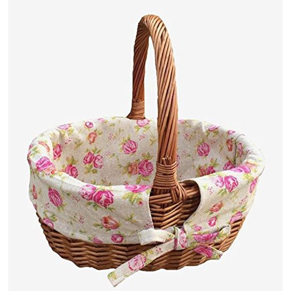Double Steamed Oval Shopping Basket With Rose Lining