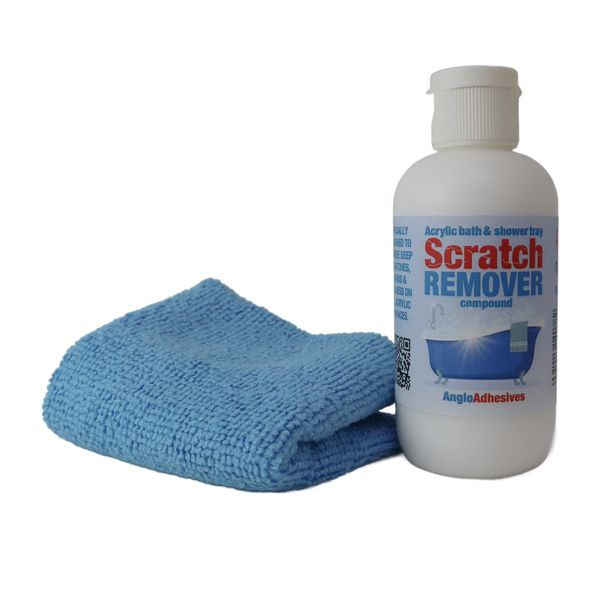 AngloAdhesives Scratch Remover & Polishing Compound for Removing Scratches, Marks & Haziness on Acrylic Bathtubs & Shower Trays. Includes 1 Micro Fibre Cloth