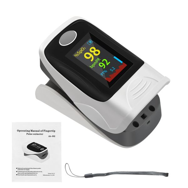 Pulse Oximeter, Oxygen Monitor Finger Adults, Pulse Rate, Heart Rate Monitor and SpO2 Health Monitor with Lanyard