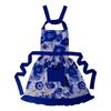 Ragged Rose Frilly Apron, Cotton, Blue, M-L