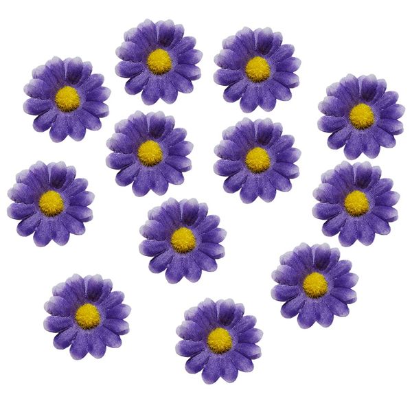 12pcs Womens Multi-colored Sweet Daisy Hair Clips Mini Sun Flower Hairpins Hair Accessory for Bridesmaid Wedding Photography (Light purple)