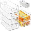 Stackable Refrigerator Organizer Bins, 6 Pack Clear Kitchen Organizer Contain...