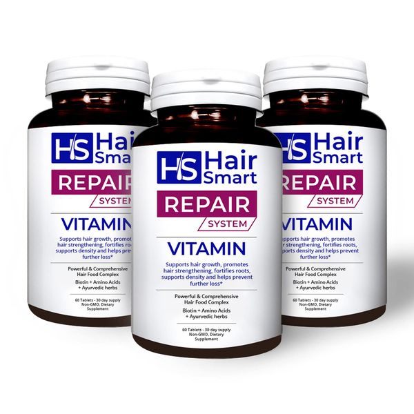 HairSmart Multi-Vitamin for Hair Growth - 100% Herbal Supplement with Ayurvedic Herbs; for stimulating Hair Growth, strengthening Hair Roots Hair Loss Prevention for Men and Women 3 Pack of 60 Tablets