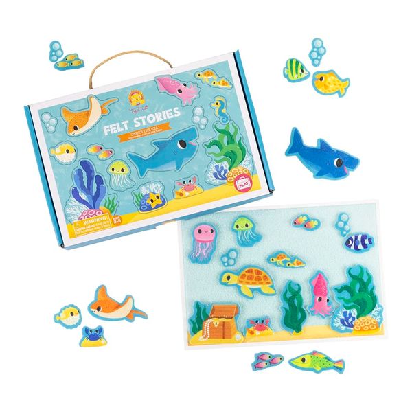Tiger Tribe Felt Stories Set (Under The Sea) - 1 Fuzzy Seaside Storyboard with Press-Out Felt Pieces, Fuzzy Felts, Craft Felt Kids Art Set, Felt Board For Children, Fuzzy Felt For 3 Year Olds +