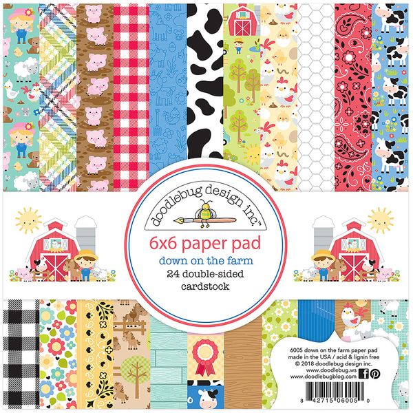DOODLEBUG DESIGN INC. ON Farm Paper PAD 6" 6X6, Multicolor, One Size
