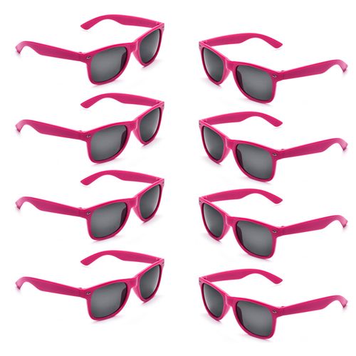 Neon Colors Party Favor Supplies Unisex Sunglasses Pack of 8 (Hot Pink)