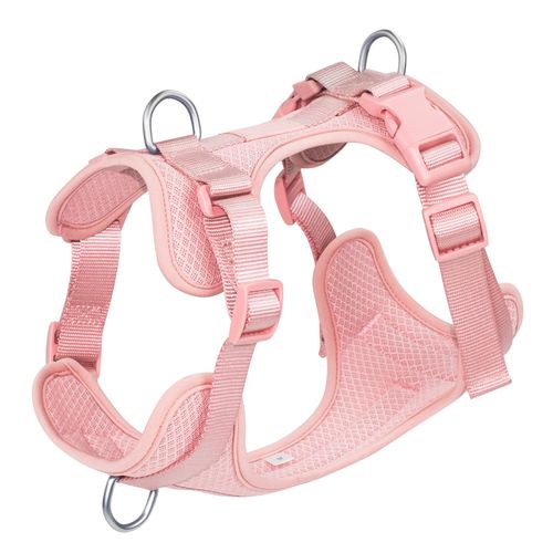 Wisedog Mesh Breathable Dog Harness: No Pull Harness with 3 Fast-Release Buckles Adjustable for Walking & Training for Small Medium Large Dogs (Pink, S: Neck=14"-19"/Chest=13"-24")