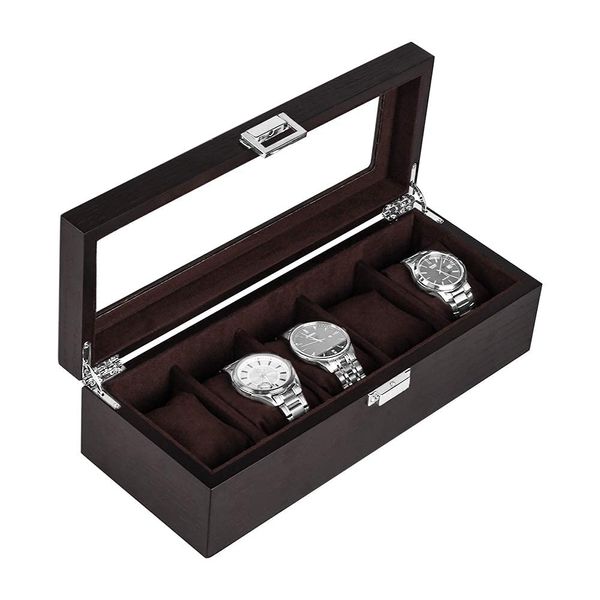 Baskiss Wooden Watch Case Watch Storage Box Luxury Watch Collection Case, 5pcs, Climbing