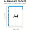 KAV A4 Punched Pockets Plastic Document Wallets - Expandable Clear Plastic File Folder - Convenient Snap Button - Top Opening Document Sleeves - 12 Pack Assorted Colours