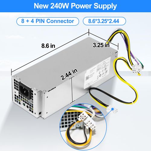 S-Union New 240W Power Supply PSU Compatible with Dell Optiplex 3040 3046 3250 3650 3656 5040 7040(SFF) 3650 3656 HU240AM-00 AC240EM-00 L240NM-00 THRJK 4GTN5 D7GX8 HGRMH 2P1RD H62JR 3RK5T CN-0THRJK
