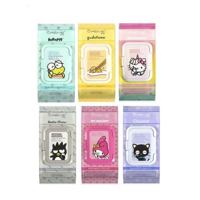 Sanrio x The Creme Shop Makeup Remover Wipes Towelettes Lot 6 New