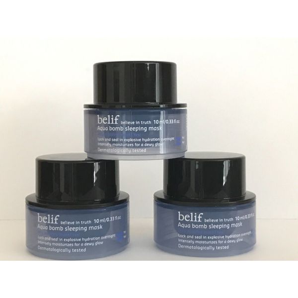 Lot of 3 x Belif AQUA BOMB Sleeping Mask 10ml / 0.33oz each = 30 mi /1 oz Total