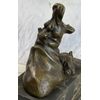 Animal Statue - Happy Hippo - Bronze/Marble Sleeping Hippopotamus