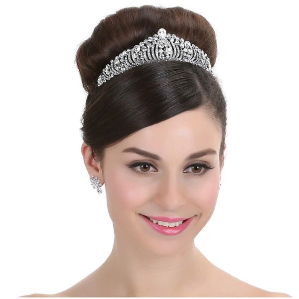 SAMKY Wedding Tiara Crown Bridal Headpiece for Women Accessories for Classic Bride