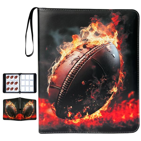 Football Card Binder with Sleeves, 900 Pockets Trading Card Holder, Card Storage Organizer Case Compatible with Trading Card and Other Sports Cards