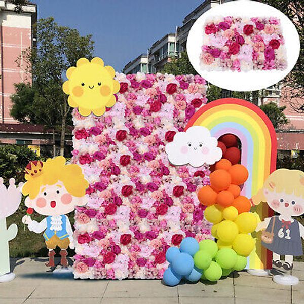 6Pcs Flower Wall Panel Floral Backdrop Wedding Party Home Artificial Flower Deco