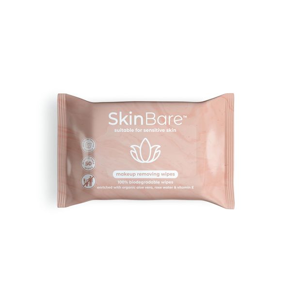 SkinBare Makeup Removing Wipes - 100% Biodegradable - pack (4 packs)
