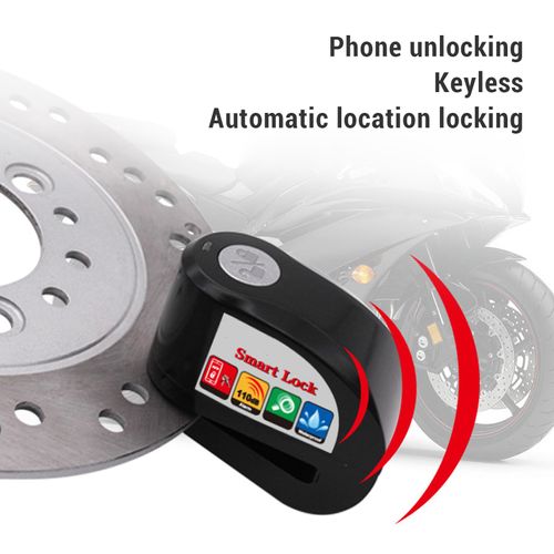 Motorcycle Alarm Disc Brake Lock, BT Unlock Replaceable Alarm Module, All Metal Security Wheel Disc Lock With 5.5mm Locking Pin, Automatic Positioning, High Sensitivity Alarm