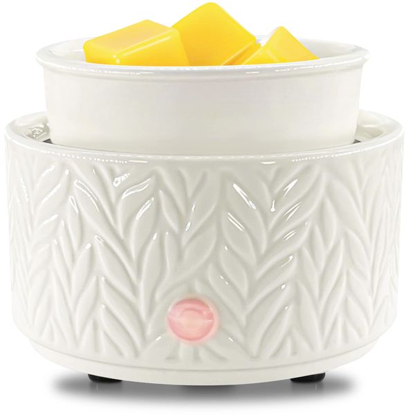 Wax Melt Warmer for Scented Wax Melts 3-in-1 Electric Ceramic Candle Wax Warmer Burner Fragrance Wax Melter for Home Office Bedroom Gift & Decor (Leaf)