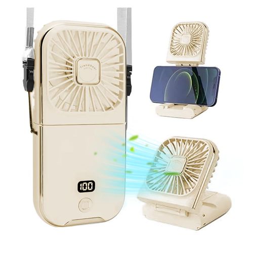 TrendGear Portable Handheld Fan, 3 Speeds, 3000mAh Battery Operated Neck/Desk Fan, 5 IN 1 Mini Personal Fan with Digital Display for Travel Outdoor