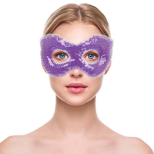 NEWGO Cooling Eye Mask for Puffy Eyes, Hot Cold Therapy Gel Eye Mask with Lemon Scent, Relief for Swollen Eyes, Dark Circles, Stress, Migraine, Headaches, Sinus Pain - Purple