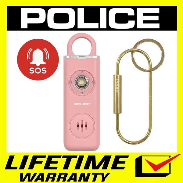 POLICE Personal Alarm Keychain Pocket Alarm Flashlight Emergency Siren Pink