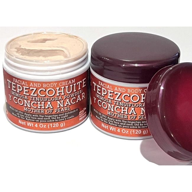 Crema de Tepezcohouite y concha nacar 4oz (120g) 2pz FACIAL AND BODY CREAM