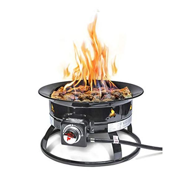 Outland Living Firebowl 893 Deluxe Outdoor Portable Propane Gas Fire Pit with Cover & Carry Kit, 19-Inch Diameter 58,000 BTU, Black