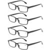 Kerecsen 4-Pack Rectangular Retro Style Men Reading Glasses Spring Hinges Comfortable Readers (+1.25, 4 Pack Black)