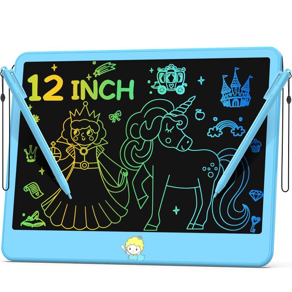 Hockvill LCD Writing Tablet for Kids 12 Inch, Kids Learning Toys Drawing Pad for Boys Girls, Erasable Doodle Board for Toddlers 3 4 5 6 7 8 Year Old Travel Essentials, Christmas Birthday Gift for Kids