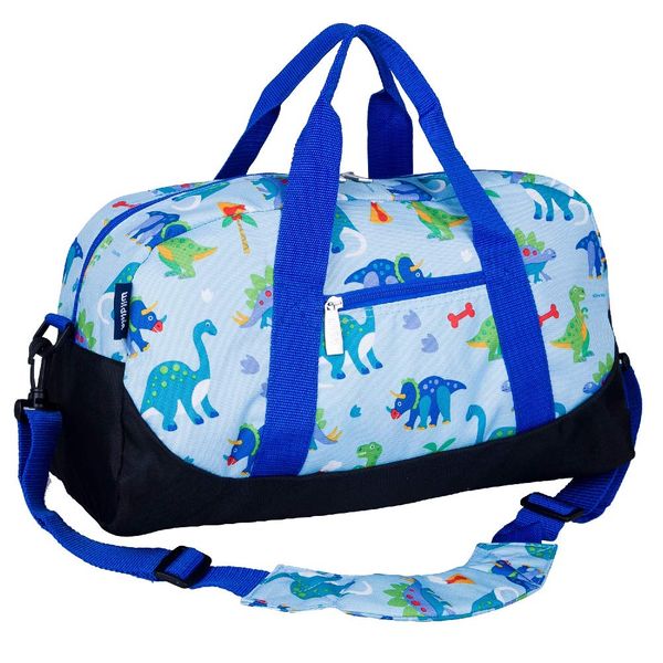 Wildkin Overnighter Duffel Bags for Kids Boys & Girls, Perfect for Sleepovers Carry-On Size & Ideal for School Practice or Overnight Travel Bag (Dinosaur Land)