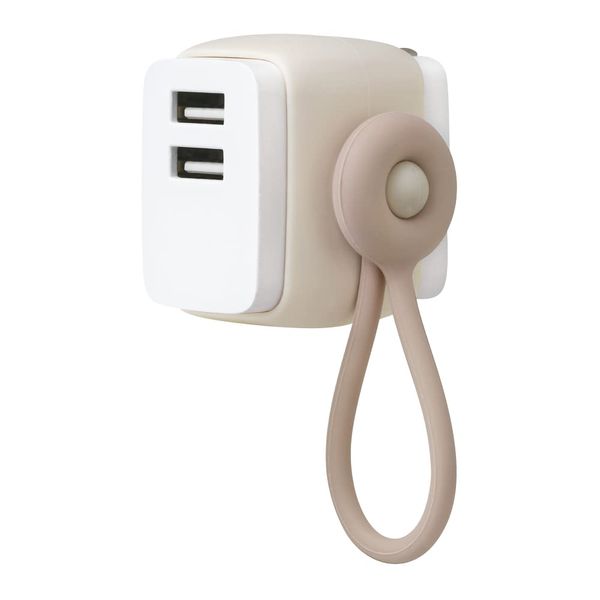 Sonic UL-6925-BE USB Charger U Trimmel USB-A x 2 with Cable Ring, Beige