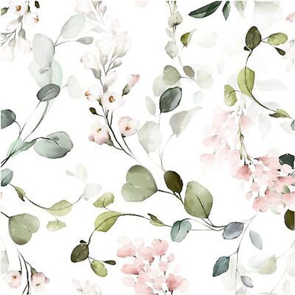 Blooming Wall DPY54 Watercolor Boho Fresh Green Leaves Textured Peel and Stic...