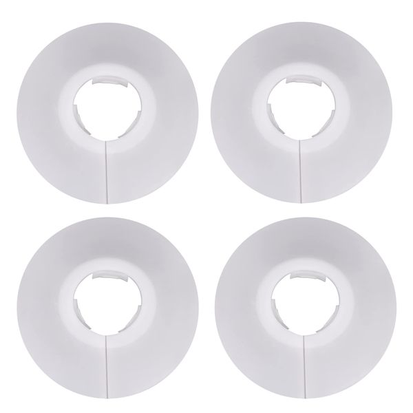 4Pcs White Plastic Radiator Pipe Covers - Sleeve Collars for 17mm Diameter Pipe