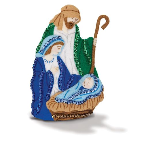 MerryStockings Mantel Series™ Nativity Manger Scene Felt Kit – DIY Christmas Craft with Pre-Stamped Felt, Sequins, Beads & Instructions – Handmade Holiday Décor – Made in USA