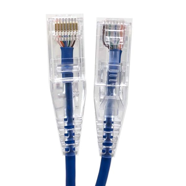 Micro Connectors 100 Feet Ultra Slim Cat6 Patch (28AWG) Cable Blue (E08-100BL-SLIM)