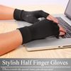 BUZZxSELECTION GB012 Men's Fingerless Gloves, Half Leather, Compression, PC PC Supporter (01 Black, M)
