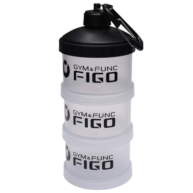 FIGO Protein Case, Supplement Case, Polypropylene, Portable, Supplement Container, Small Funnel, Powder, Supplement Case with Detachable Funnel, Dishwasher Safe