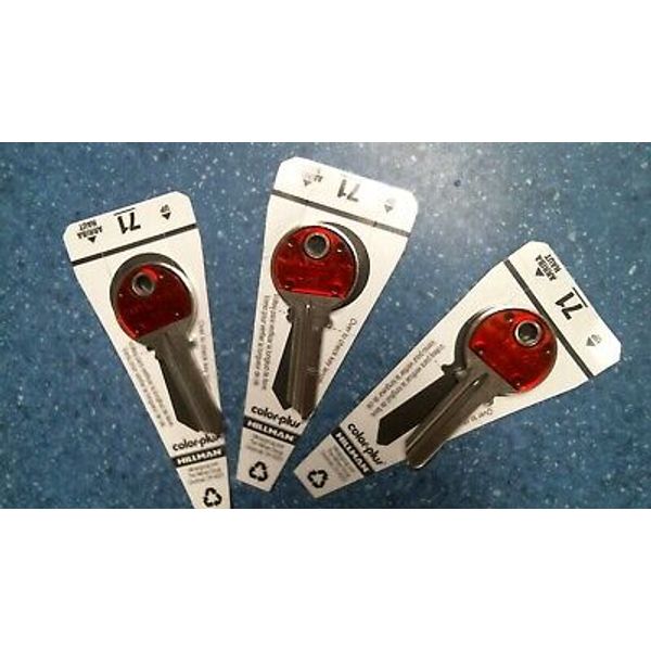 Hillman Color-Plus RED Blank Key LOT OF 3   (56171)  FS