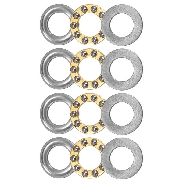 uxcell F10-18M Thrust Ball Bearing 10mm x 18mm x 5.5mm with Brass Washers A BEC3 Set of 4