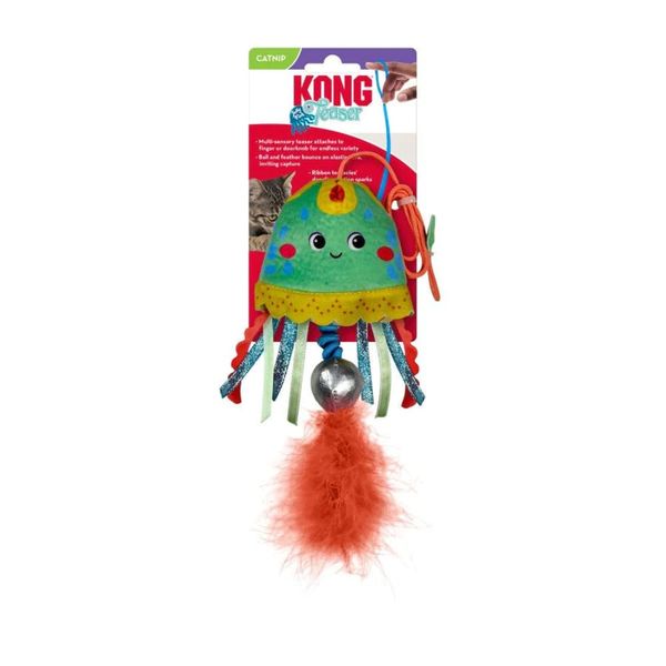 KONG Teaser Jellyfish Feather with Ringing Bell and Catnip