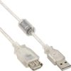 InLine® USB 2.0 Verlängerung, Stecker/Buchse, Typ A, transparent, mit Ferritkern, 1,8m