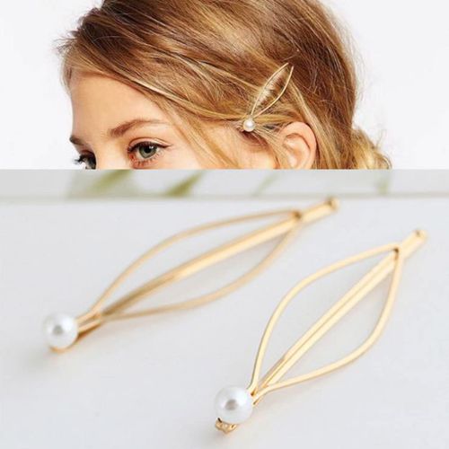 Aneneiceera Vintage Pearl Hair Clip Set Barrette Boho Gold Hair Pin Retro Hair Clip Decorative Daily Wear Hair Clips Hair Bobby Pins Wedding Hair Accessories for Women and Girls 2 Pieces