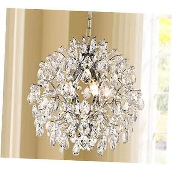 Modern Pendant Chandelier Crystal Raindrop Lighting Ceiling Light D16" X H18"