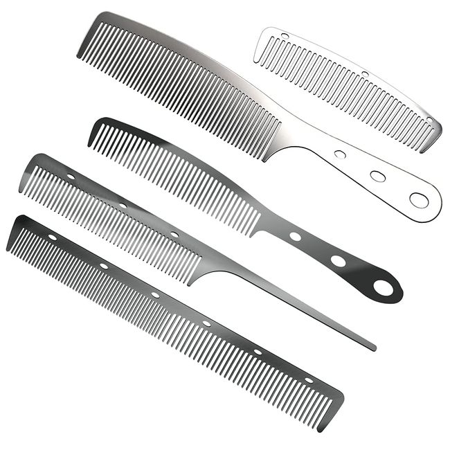 5 x antistatische Friseurkämme aus Metall, Edelstahl, Haarkamm, Schneiden, Haarstyling, Friseurkamm-Set für Männer und Frauen, Salon (S1)