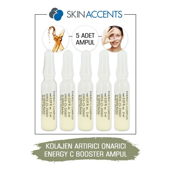 Kollajen Arttırıcı Onarıcı Ampul Energy C Booster Cilt Serumu 5 Adet Dermaroller Dermapen Serum