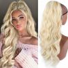 YEESHEDO Blonde Long Wavy Ponytail Hair Extension for Women Drawstring Ponytail Hair Extensions Clip in Curly Synthetic Hairpiece 24" (color: 613#)