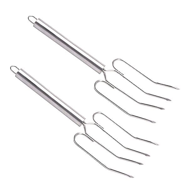 MasterClass Stainless Steel Meat Lifting Forks (Set of 2), Silver